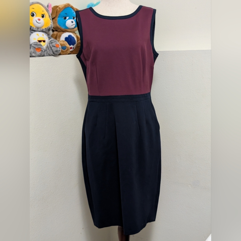 Lands' End Navy and Burgundy Midi Dress